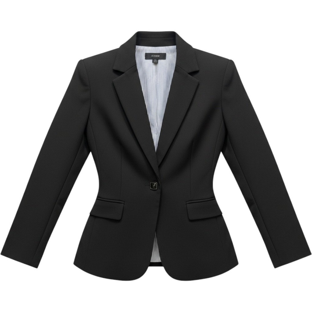 J.Crew Black Pleated Peplum Parke Blazer AB917 Tailored Professional Jacket 00
